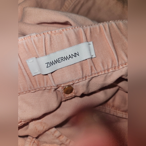 Zimmermann Cropped High-Rise Tapered Peach Jeans Size 0 - Picture 12 of 15